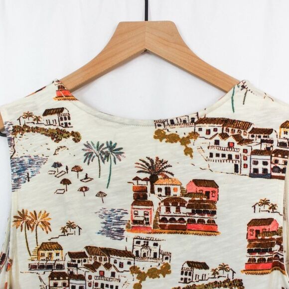 Naturals D&Co Cotton Linen Blend Villa Print Sleeveless Tank Midi Dress Small - Picture 4 of 7